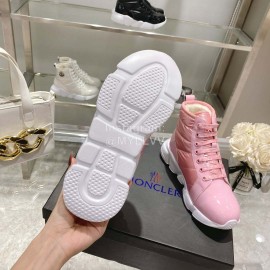 Moncler Fashion Waterproof Down Thick Bottom High Top Shoes Pink