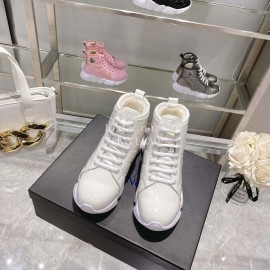 Moncler Fashion Waterproof Down Thick Bottom High Top Shoes White
