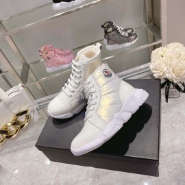 Moncler Fashion Waterproof Down Thick Bottom High Top Shoes White