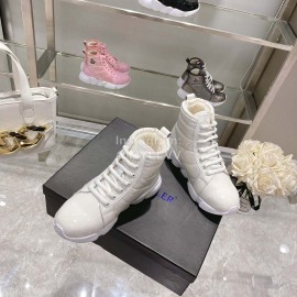 Moncler Fashion Waterproof Down Thick Bottom High Top Shoes White