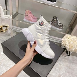 Moncler Fashion Waterproof Down Thick Bottom High Top Shoes White
