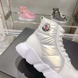 Moncler Fashion Waterproof Down Thick Bottom High Top Shoes White