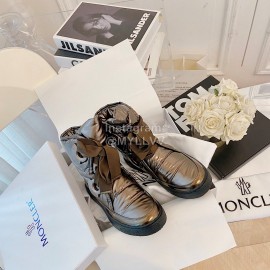 Moncler Fashion Waterproof Down Bow Boots Shoes For Women Brown