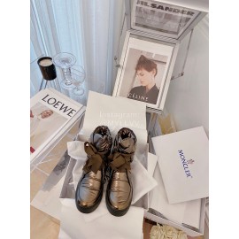 Moncler Fashion Waterproof Down Bow Boots Shoes For Women Brown