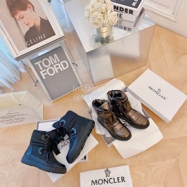 Moncler Fashion Waterproof Down Bow Boots Shoes For Women Brown