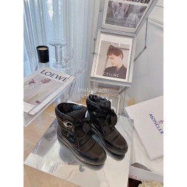 Moncler Fashion Waterproof Down Bow Boots Shoes For Women Black