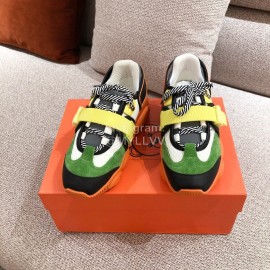 Moschino Color Matching Thick Soles Sneakers For Women Green