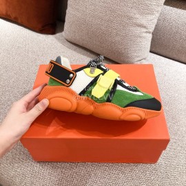 Moschino Color Matching Thick Soles Sneakers For Women Green