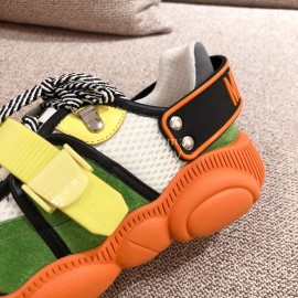 Moschino Color Matching Thick Soles Sneakers For Women Green