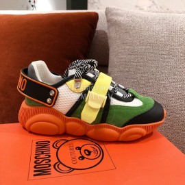 Moschino Color Matching Thick Soles Sneakers For Women Green