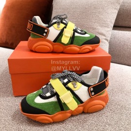 Moschino Color Matching Thick Soles Sneakers For Women Green