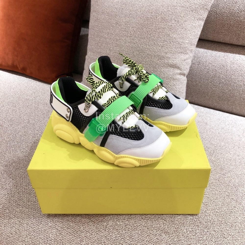 Moschino Color Matching Thick Soles Sneakers For Women Gray