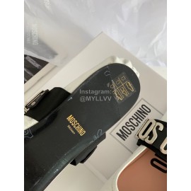 Moschino Spring Leather Ballet Shoes For Women White