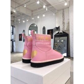 Moschino Winter Gold Letter Warm Wool Boots For Women Pink