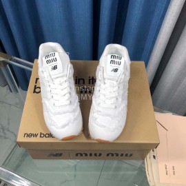 New Balance Miumiu Denim Sneakers For Women White