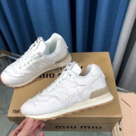 New Balance Miumiu Denim Sneakers For Women White