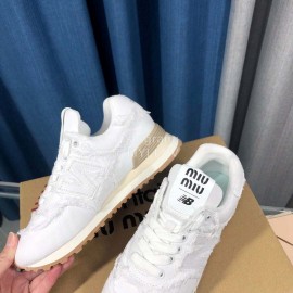 New Balance Miumiu Denim Sneakers For Women White