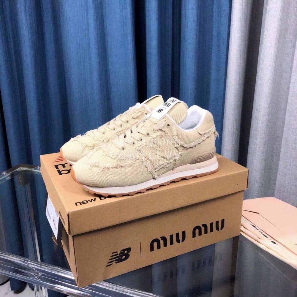 New Balance Miumiu Denim Sneakers For Women Beige
