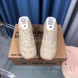 New Balance Miumiu Denim Sneakers For Women Beige