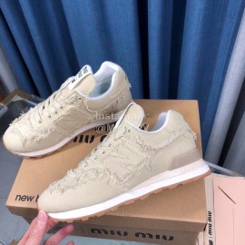 New Balance Miumiu Denim Sneakers For Women Beige