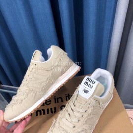 New Balance Miumiu Denim Sneakers For Women Beige