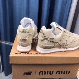 New Balance Miumiu Denim Sneakers For Women Beige
