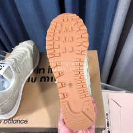 New Balance Miumiu Denim Sneakers For Women Beige