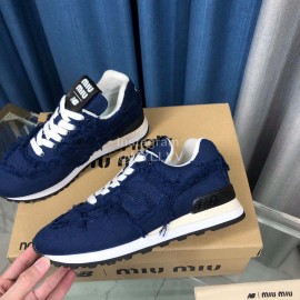New Balance Miumiu Denim Sneakers For Women Navy