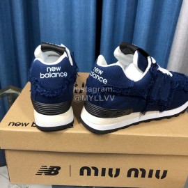 New Balance Miumiu Denim Sneakers For Women Navy
