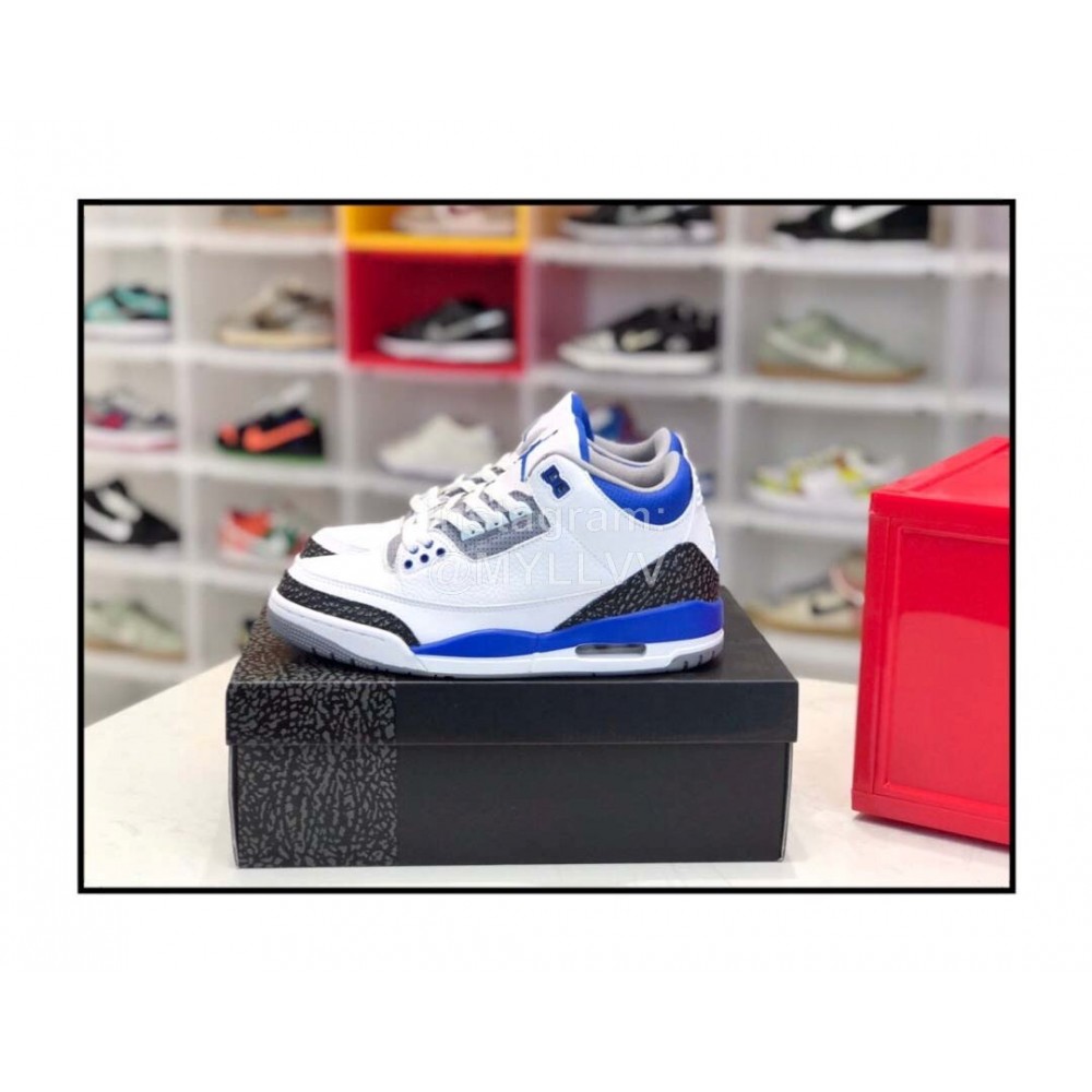 Nike Air Jordan 3 Basketball Shoes For Men White Blue