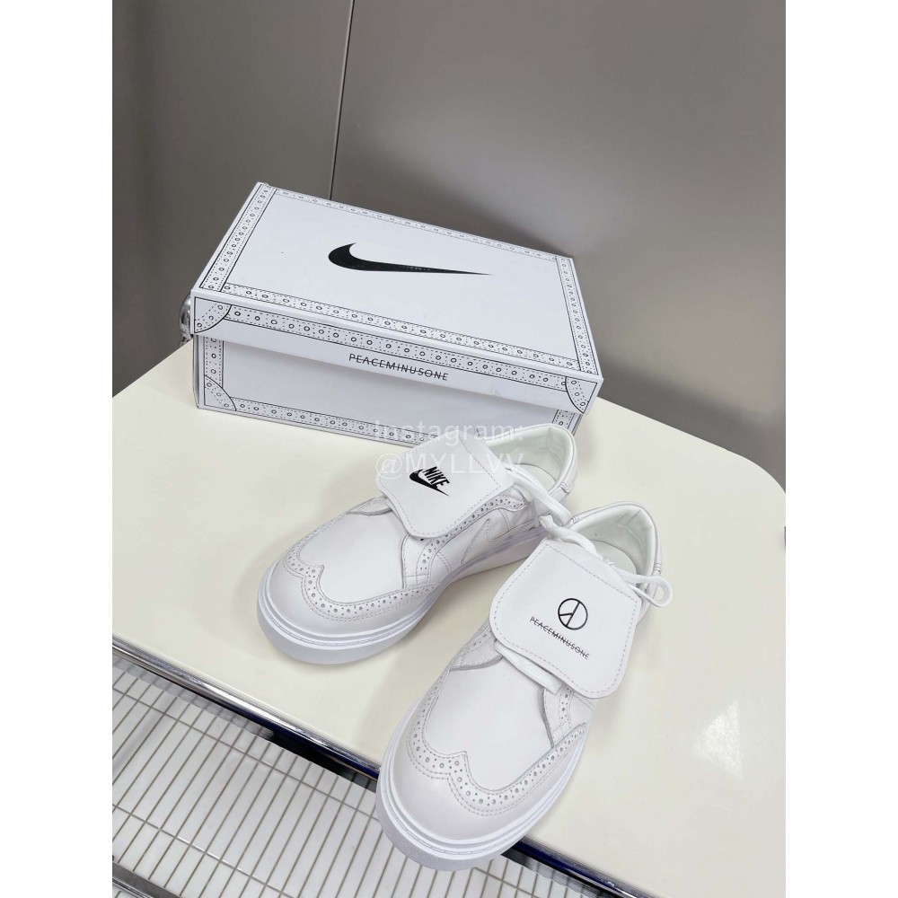 Peaceminusone Nike Leather Casual Shoes For Men And Women White