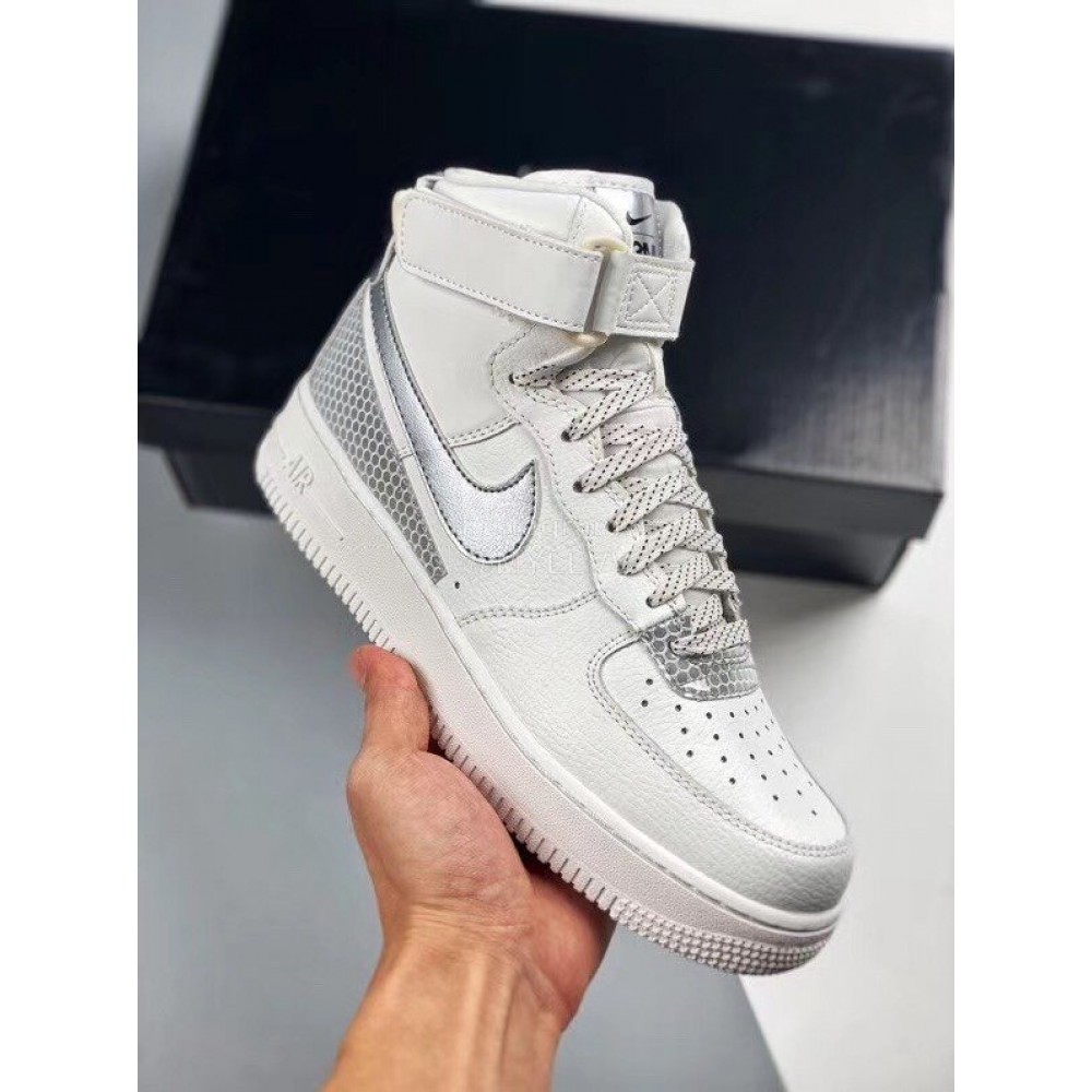 Nike Air Force 1 Fashion High Top Sneakers For Men And Women Silver