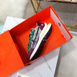 Sacai Co Branded Nike Dnoble Swoosh Logo Sneakers For Men And Women Green