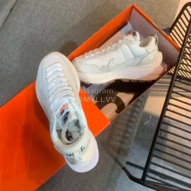Sacai Co Branded Nike Dnoble Swoosh Logo Sneakers For Men And Women White