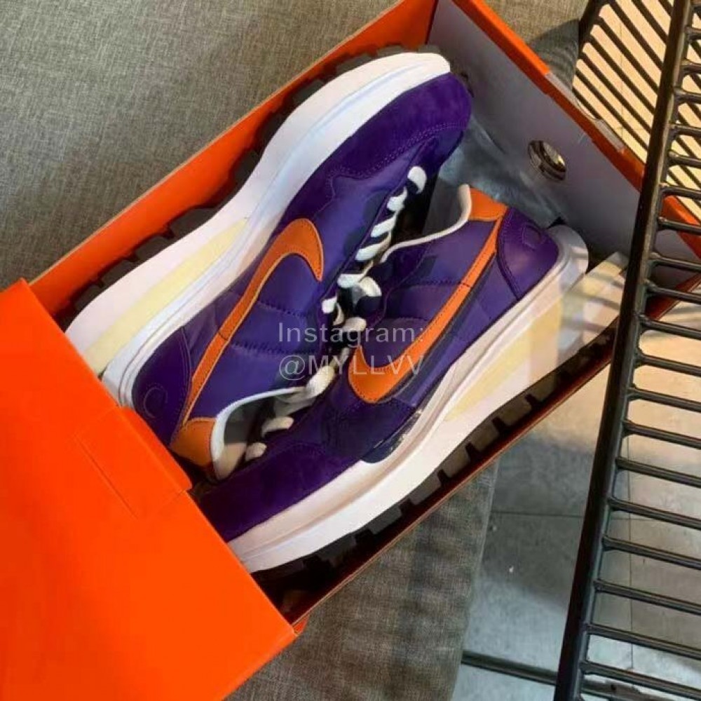 Sacai Co Branded Nike Dnoble Swoosh Logo Sneakers For Men And Women Purple