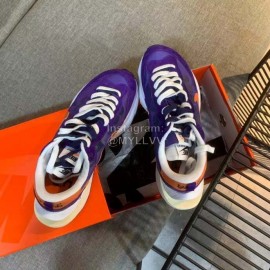 Sacai Co Branded Nike Dnoble Swoosh Logo Sneakers For Men And Women Purple