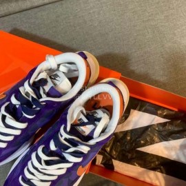 Sacai Co Branded Nike Dnoble Swoosh Logo Sneakers For Men And Women Purple
