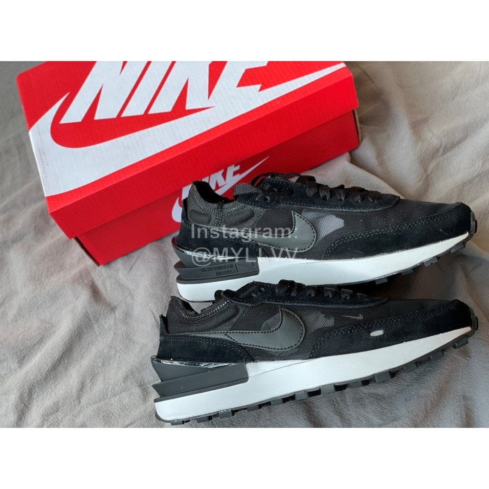 Nike Waffle Oneummit White Waffle Sneakers For Women Black