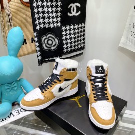 Air Jordan 1 Midlight Bone Wool High Top Sneakers For Women Brown