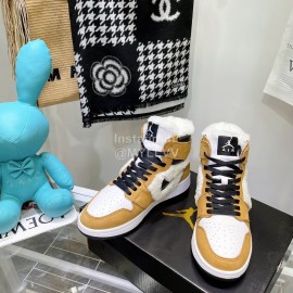 Air Jordan 1 Midlight Bone Wool High Top Sneakers For Women Brown