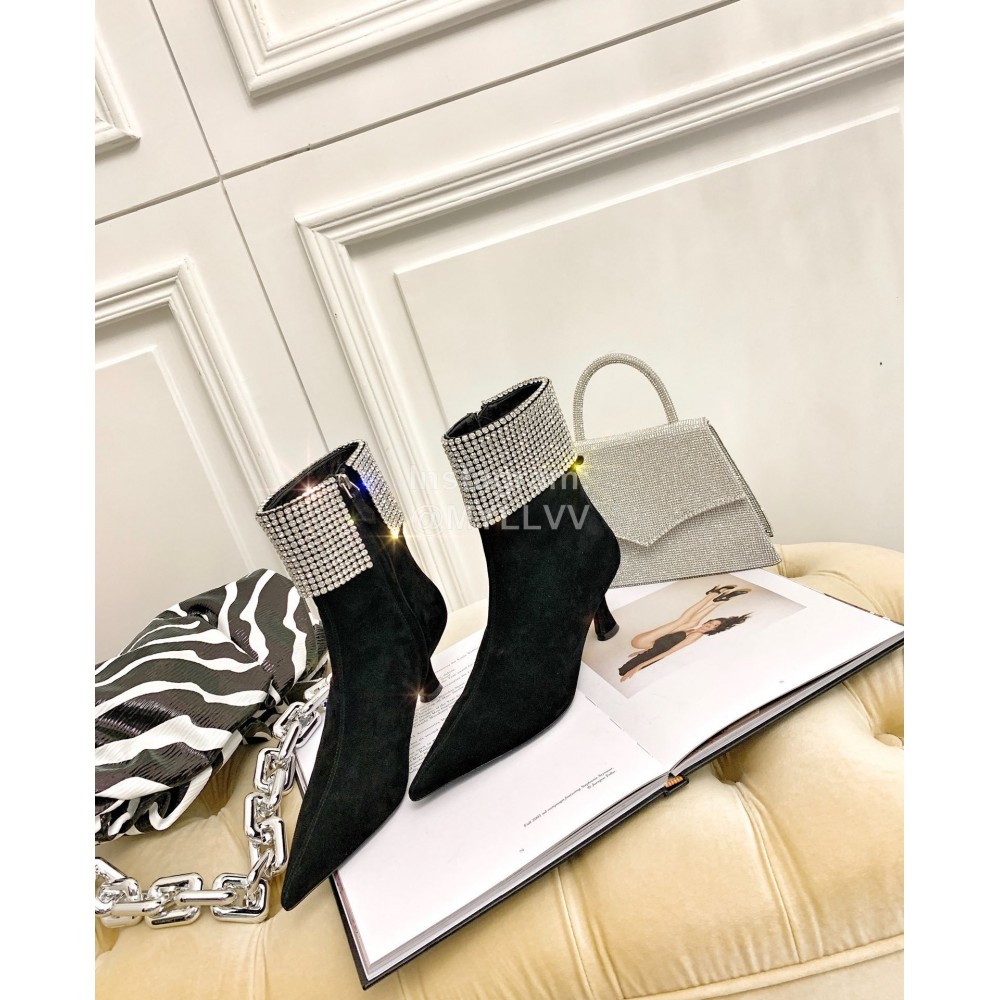 Nina Zarqua Fashion Diamond Velvet High Heel Boots For Women