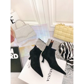 Nina Zarqua Fashion Diamond Velvet High Heel Boots For Women