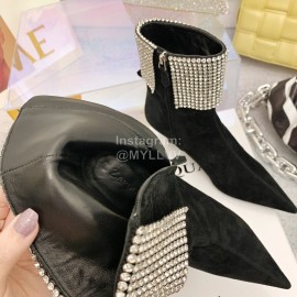 Nina Zarqua Fashion Diamond Velvet High Heel Boots For Women