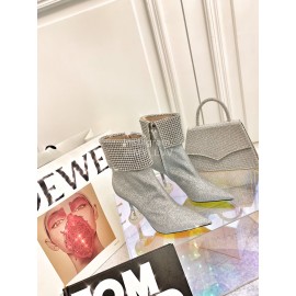 Nina Zarqua Fashion Diamond Pointed High Heel Boots For Women Gray