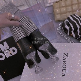 Nina Zarqua Fashion Diamond Pointed High Heel Boots For Women Black