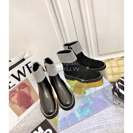 Nina Zarqua Fashion Diamond Velvet Short Boots For Women Black