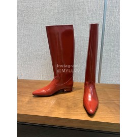 Nina Zarqua Fashion Leather Long Boots For Women Red