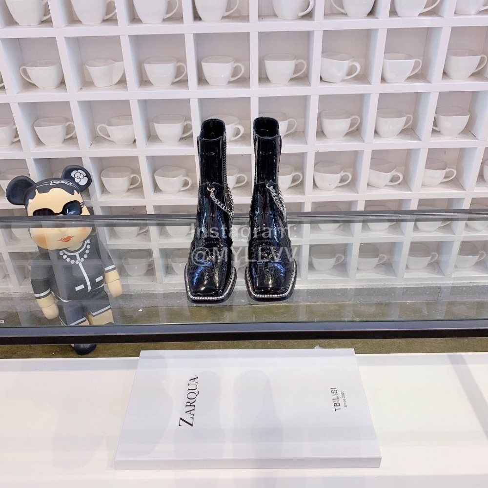 Nina Zarqua Autumn Winter New Leather Chain Boots For Women Black