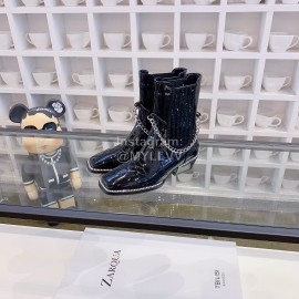 Nina Zarqua Autumn Winter New Leather Chain Boots For Women Black