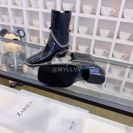 Nina Zarqua Autumn Winter New Leather Chain Boots For Women Black